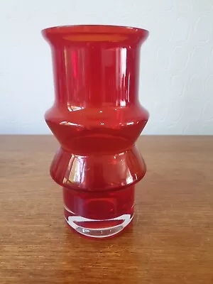 Buy Vintage Riihimaki Riihimaen Lasi Oy Tuulikki Red Glass Vase Tamara Aladin • 37.99£