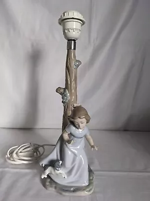 Buy LLADRO NAO  LAMP - TREE WITH GIRL & PUPPY  (6 1/2 ) - No. 1.056 - 11 1/2  HIGH • 39£
