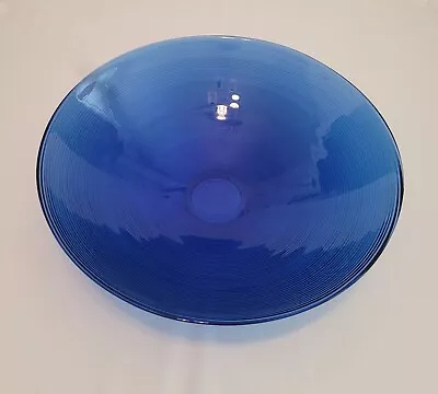 Buy Vintage Large Cobalt Blue Fruit Bowl - Hand Blown Art Glass D: 40cm Mid Century • 34£