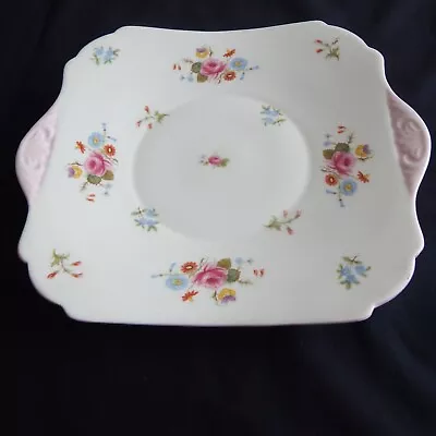 Buy Shelley Vintage Cake Plate Floral Rose & Red Daisy Baby Pink Bone China 13425 • 12£