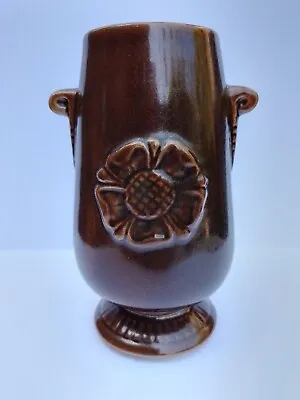 Buy Prinknash Pottery Vase With Rose Design In Brown. • 2£