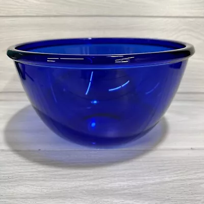 Buy Heavy 11x6” Cobalt Blue Glass Rolled Edge Mixing Serving Bowl France Vintage • 45.35£
