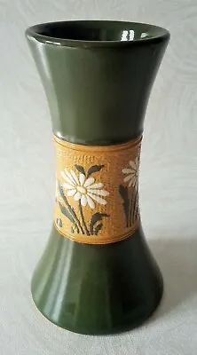 Buy Lovatt Studio Pottery Stoneware Green Vase With Floral Band - Vgc • 9.99£
