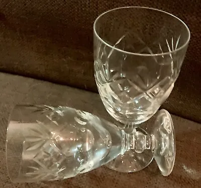 Buy Royal Doulton Crystal Georgian Cut Wine Glasses X2 Etched On Base. Exc Cond • 25£