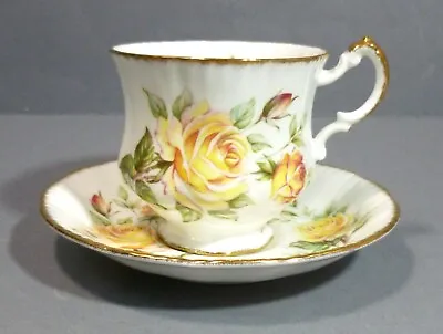 Buy 1950s PARAGON FINE BONE CHINA YELLOW  PEACE ROSE  PATTERN FOOTED CUP & SAUCER • 18.99£