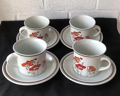 Buy Vintage Set Of 4 Royal Doulton 'Fieldflower' Lambeth Stoneware Cups And Saucers • 8£