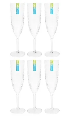 Buy Champagne Prosecco Flutes Full Size Glasses Set Plastic Embossed Party Outdoor • 5.49£