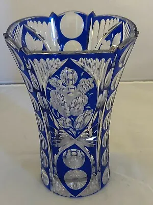 Buy RARE Elegant Crystal Cobalt Hand Cut Glass Vase • 469.61£