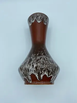 Buy Brown Lava Dripware Vase 21cm Vintage VGC Drip Glaze Kingston Pottery 1970’s • 14.99£