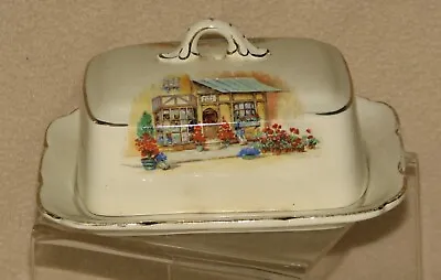 Buy Vintage English Ware Lancaster & Sandland Covered Cheese Butter Dish Gold Accent • 20.92£