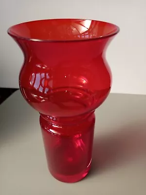 Buy Finnish Riihimaki Tamara Aladin #1513 Tulppaani Red Hooped Glass Vase • 30£