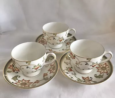 Buy Set Of 3 Wedgwood Bone China OBERON Footed Cup & Saucer  Made In England NEW • 95.41£
