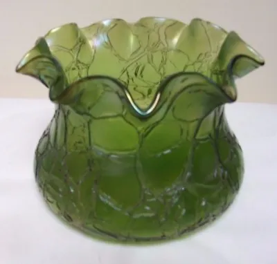 Buy Loetz Mimosa Crackle Green Iridescent Glass Vase 3.25  1902? Antique • 129.99£