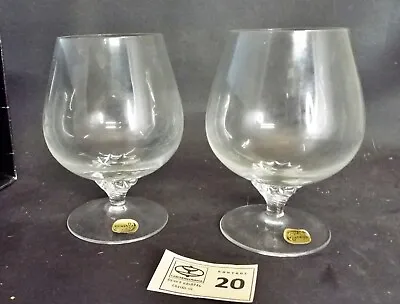 Buy Pair Vintage Czech Bohemian Minstrel Crystal Brandy Glasses / Balloons - Boxed • 22.99£