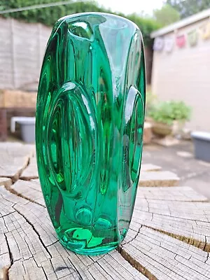 Buy Rudolf Schrotter,Vintage Rosice Czech Sklo Union Glass 'Bullet' Lens Vase 8” • 15£