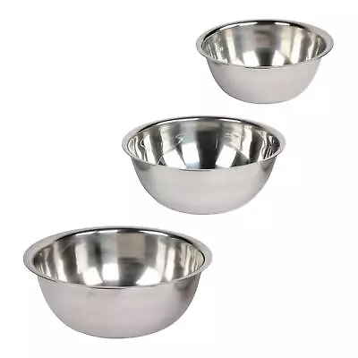 Buy 3x Stainless Steel Bowls Set Food Storage Dinnerware Durable • 13.94£