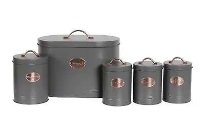 Buy 5pc Kitchen Set Bread Bin Tea Coffee Sugar Tins Biscuit Barrel Sealed Containers • 21.85£