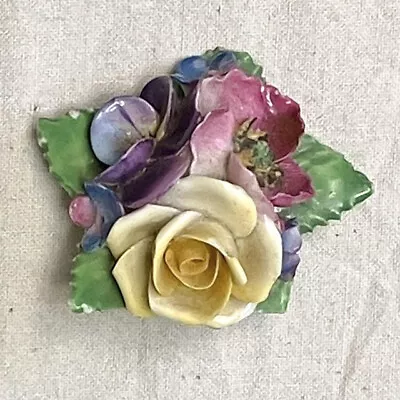 Buy Vintage Crown Staffordshire China Flower Pin / Brooch • 10£
