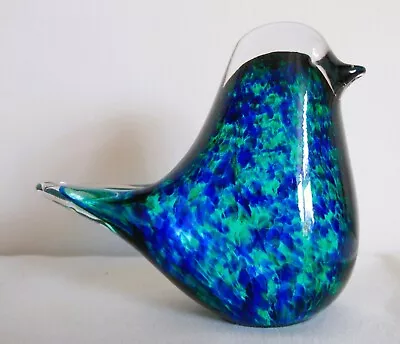 Buy Wedgwood Glass Bird Figure, Paperweight, Blue & Green Mottled Glass, Etched Base • 12.50£