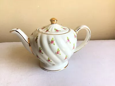 Buy Vintage James Sadler England Bone China Pink Floral Gold Gilded Swirl Teapot • 38.35£