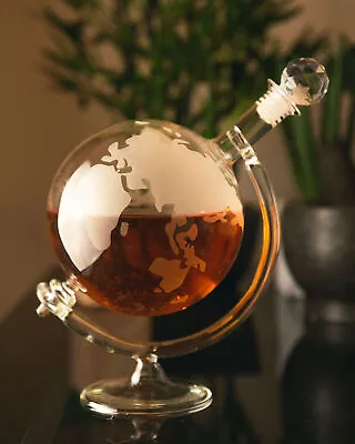 Buy Vintage 700ml Globe Glass Spirit Decanter Carafe Whisky Wine Father Gift Retro • 24.90£