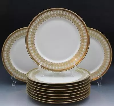 Buy Antique French Limoges GDA Set Of 11 Porcelain Dinner Plates W/ Oak Leaves • 265.41£