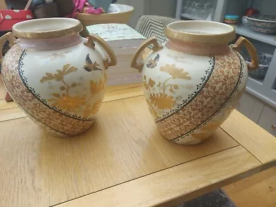 Buy Pair Of Satsuma Vases Large Size Depicting Birds And Foalige  • 29.99£