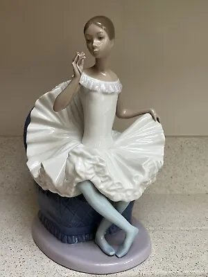 Buy LLADRO NAO 1980s  RETIRED ‘A DREAM COME TRUE’ SITTING BALLERINA IN BLUE CHAIR • 49.99£