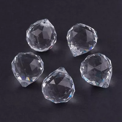 Buy 5PCS Clear Faceted Ball Hanging Glass Pendants Crystal Suncatcher 20x23mm • 5.39£