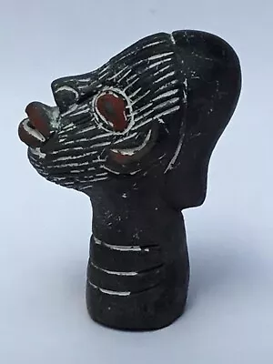 Buy Vintage African Painted Terracotta Pottery Head, Benin Bronze Style, Beautiful • 24£