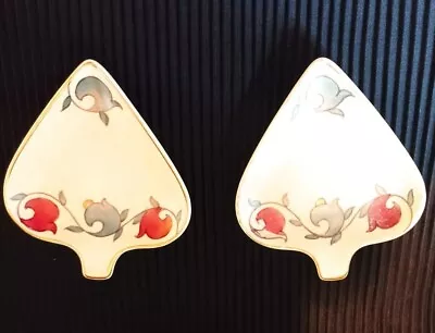 Buy Charlotte Rhead Spade Shaped Pair Of Pin Dishes Rare Crown Ducal  Pink Oyster • 12£