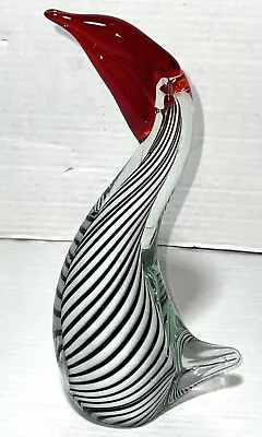 Buy Murano-Style Hand Blown White Black Striped Art Glass Toucan Penguin Bird Figure • 38.31£
