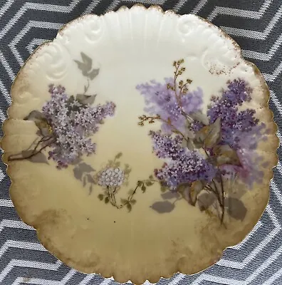 Buy Vintage Limoges France Lilac Scalloped Edge Gold Plated Hand Painted Plate 8.5”D • 89.99£