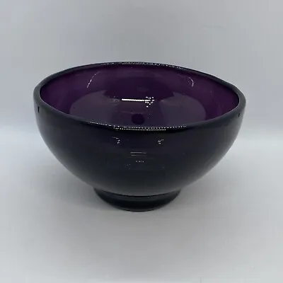 Buy Hand Blown, Amethyst Art Glass Bowl With Controlled Bubble Stripes • 24.50£