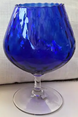 Buy Large 1960s Vintage/Retro Cobalt Blue Ripple Effect Brandy Balloon Glass/Vase 9  • 14.95£
