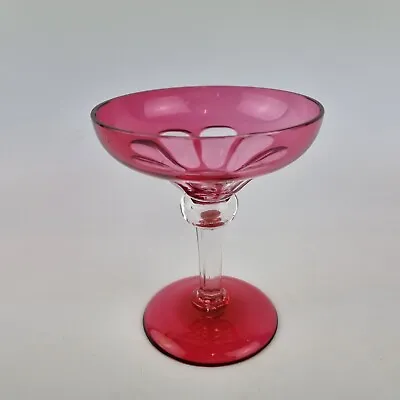 Buy Antique Cranberry Flash Cut Glass Champagne Coupe? • 39£