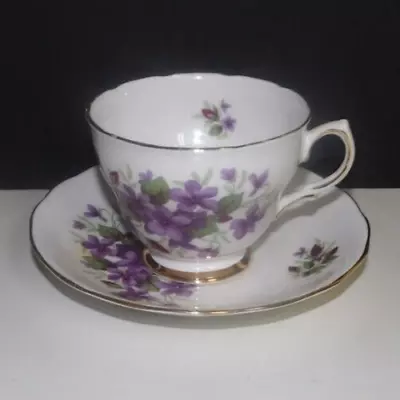 Buy Colcough Bone China Cup & Saucer Set Purple Violets Made In England  • 11.34£