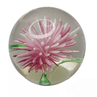 Buy Paperweight Solid Glass Pink Flower Approx 1.75  Diameter Unique Collectable • 14.99£