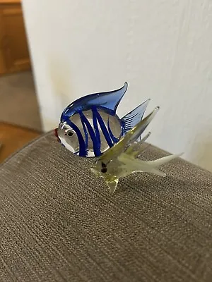 Buy Vintage Glass Fish Paperweight Retro Ornaments Blue Yellow Bundle 70s • 8£