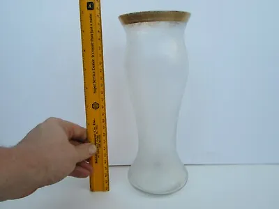 Buy Vintage / Antique Crackle Hand Blown Clear Glass Vase (10 ) • 9.47£