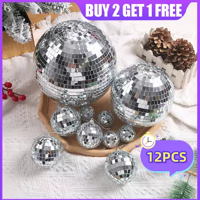 Buy 12 Glitter Lighting Ball Decoration Tree Disco Party Decor Mini Mirror Balls UK • 3.08£