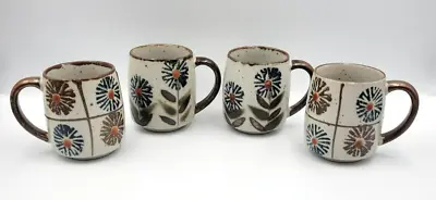 Buy Set Of 4 Stoneware OMC 1970's Coffee/Tea Mugs W/ Flowery Pattern Made In Japan • 47.41£