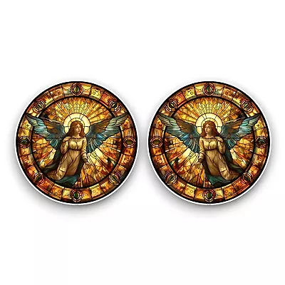 Buy 2x Small Religious Angel Stained Glass Window Design Opaque Vinyl Sticker Decals • 2.59£