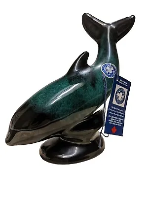 Buy Vintage Orca Whale Dolphin Drip Glaze Blue Mountain Pottery Canada Green & Black • 32.84£