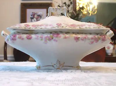 Buy John Maddock And Sons Ltd Royal Vitreous Oval Vegetable Soup Tureen Pink Roses • 36.43£