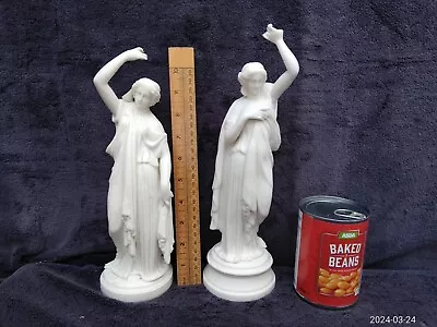 Buy 2 Greek Roman Parian Ware Staffordshire Figurines 30cm Tallest • 29£