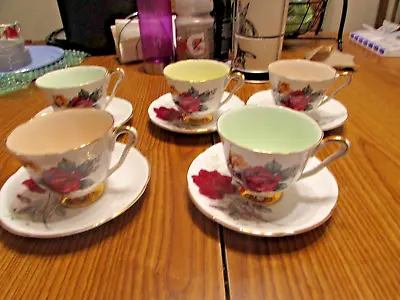 Buy Royal Stafford 2260  Gaiety Set Of 6  Flat Cups And Saucers.Made In England • 38.51£