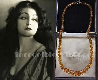 Buy Vintage Art Deco Citrine Amber Glass Rondelle Beads Necklace BOHEMIAN CZECH Gift • 29.99£