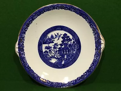Buy Staffordshire Bone China Blue & White Willow Pattern Cake Plate • 7.95£