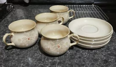 Buy 4 Cups & Saucers Denby Fine Stoneware From Coloroll Maplewood Pattern • 21.95£